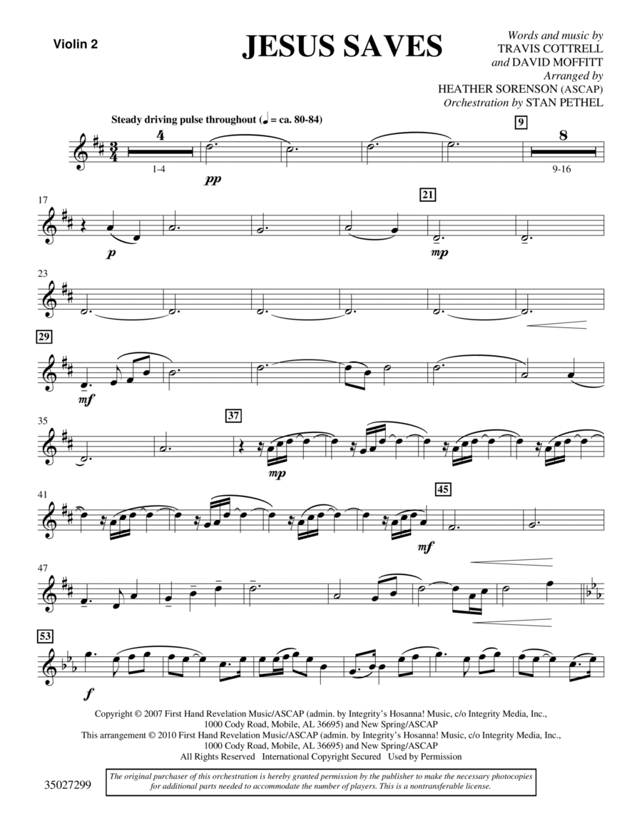 Jesus Saves - Violin 2 Jesus Saves - Violin 2 Choir scores gallery preview page 1