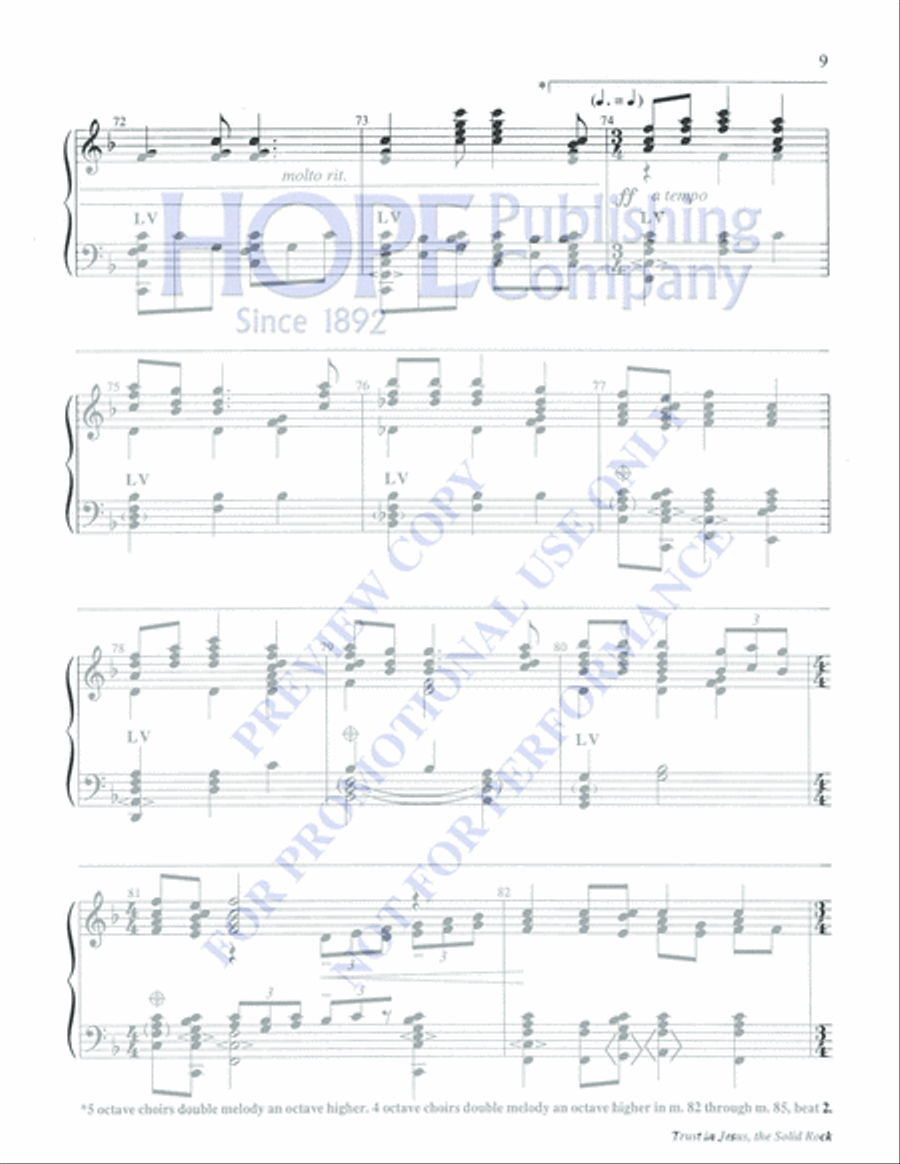 Trust in Jesus, the Solid Rock 5-Octaves scores gallery preview page 9