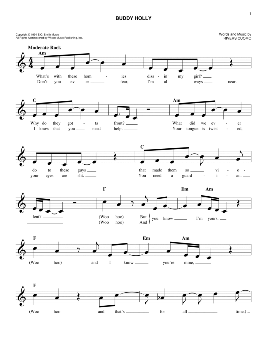 Buddy Holly Guitar scores gallery preview page 1