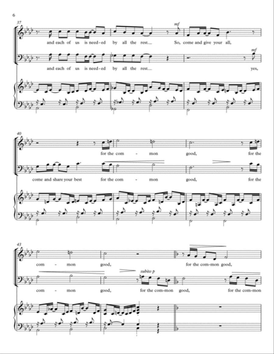 For the Common Good (2 Part Mixed Voices) 2-Part scores gallery preview page 5