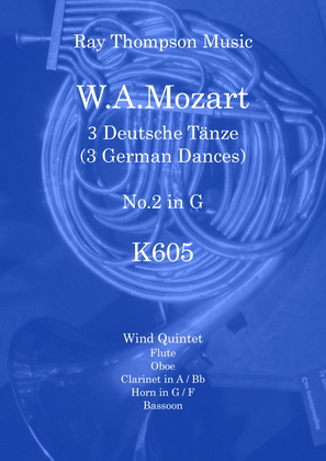 Book cover for Mozart: 3 Deutsche Tänze K605 No.2 in G - wind quintet