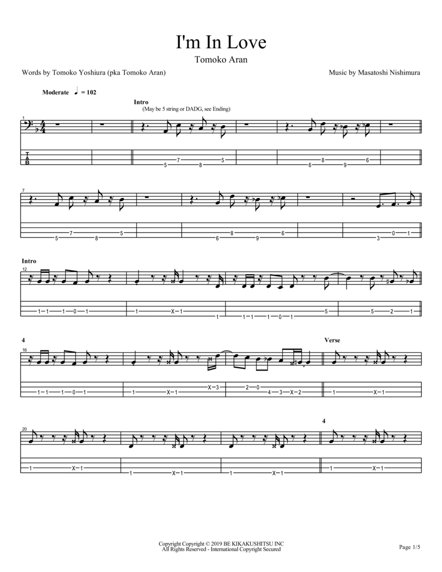 I'm In Love I'm In Love Bass Guitar scores gallery preview page 1