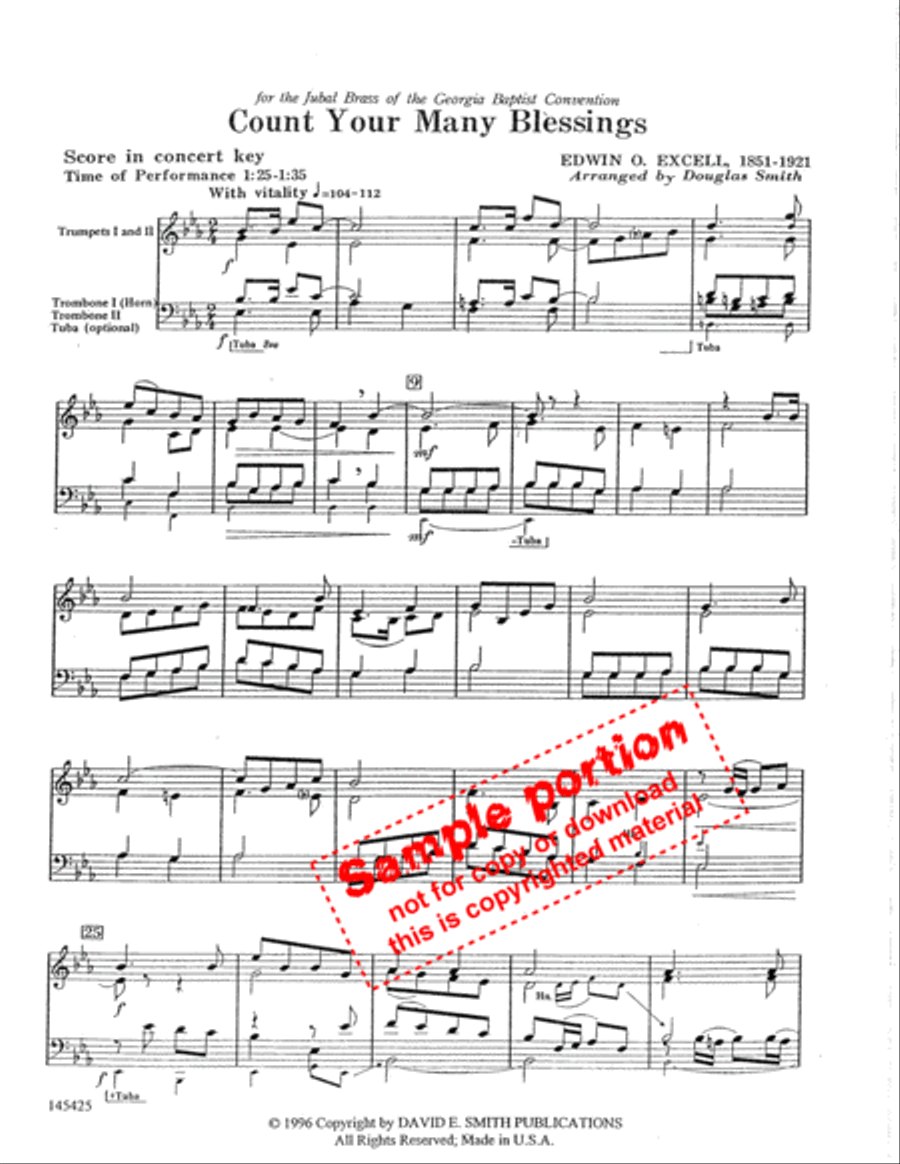 Count Your Many Blessings Brass Quartet scores gallery preview page 2