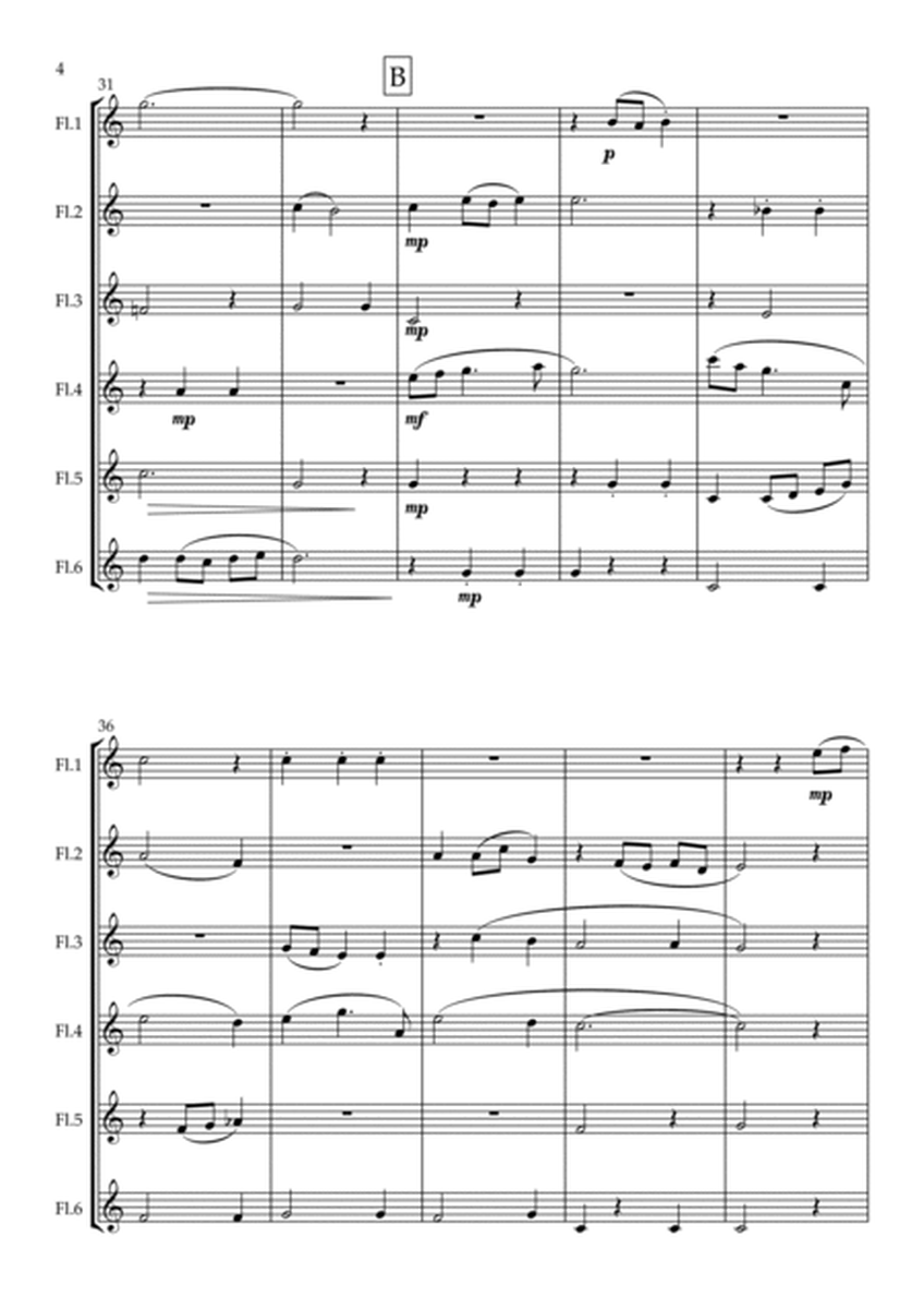 "Christmas Waltz" Original for Flute Ensemble (6 C Flutes) Early Intermediate. image number null