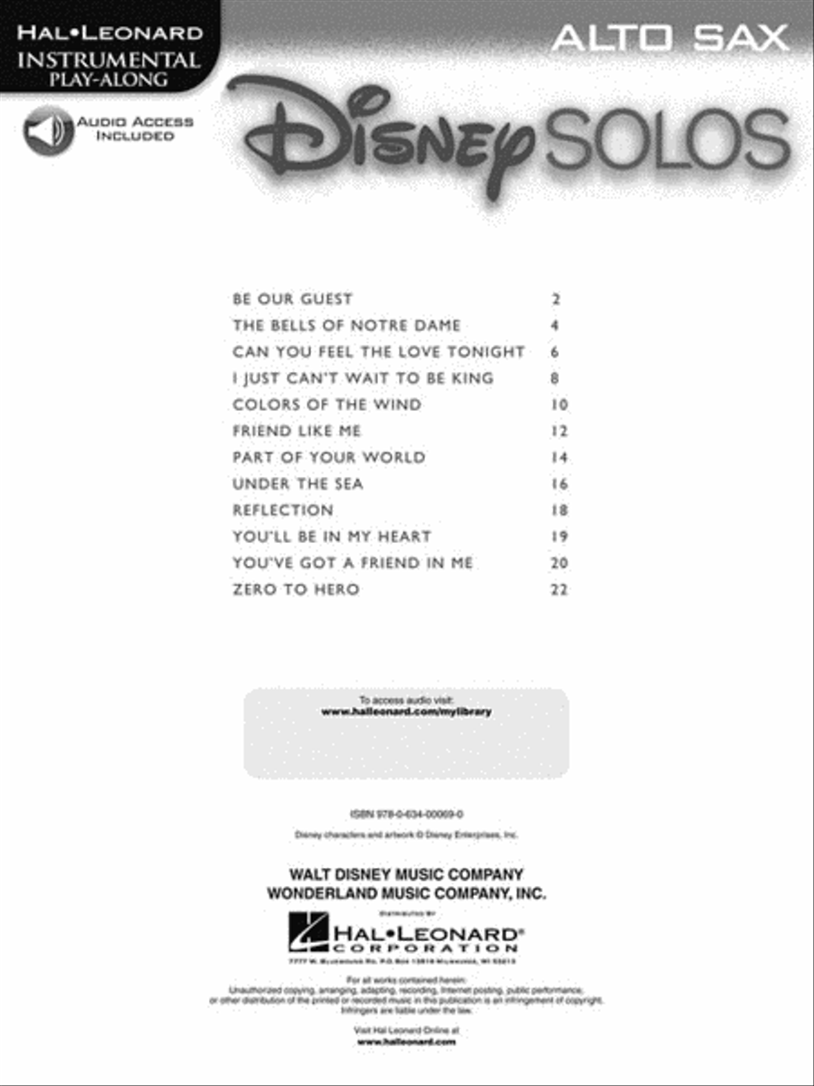 Disney Solos for Alto Sax image number null