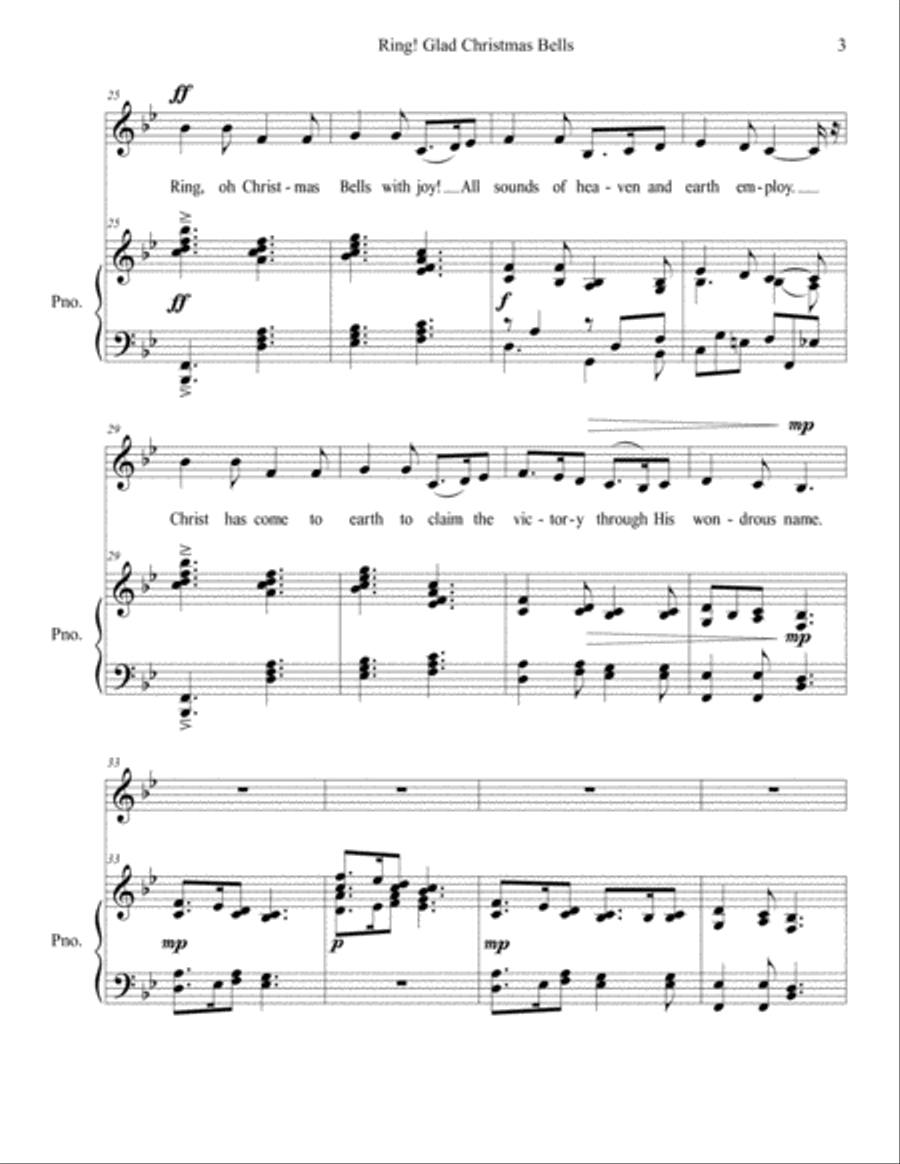 Ring Gad Christmas Bells, vocal solo low Medium Voice scores gallery preview page 4