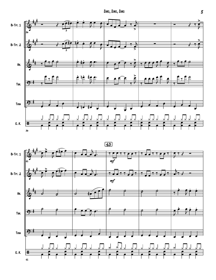Sing, Sing, Sing Brass Quintet scores gallery preview page 6