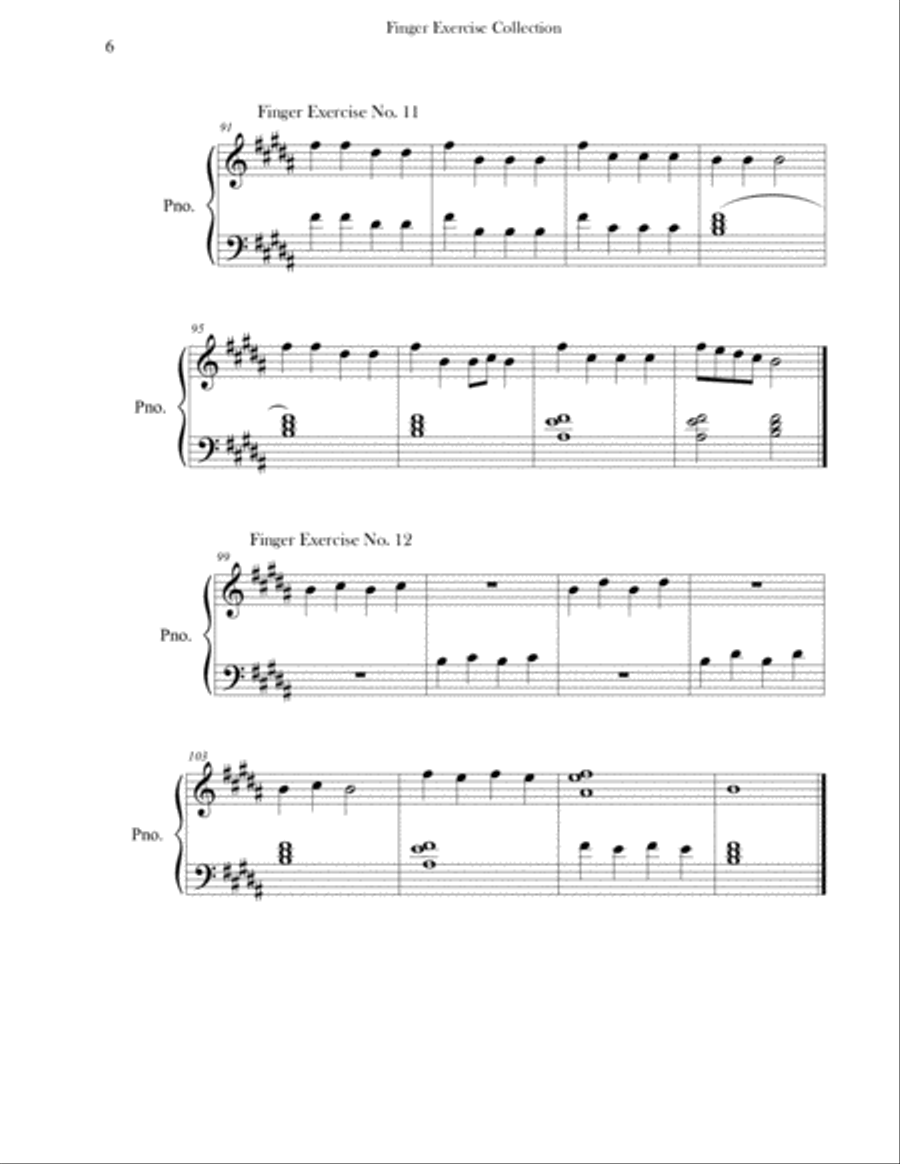 Finger Exercise Collection (24 exercises in B major) Piano Method scores gallery preview page 6