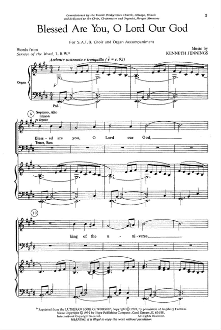 Blessed Are You, O Lord Our God 4-Part scores gallery preview page 3