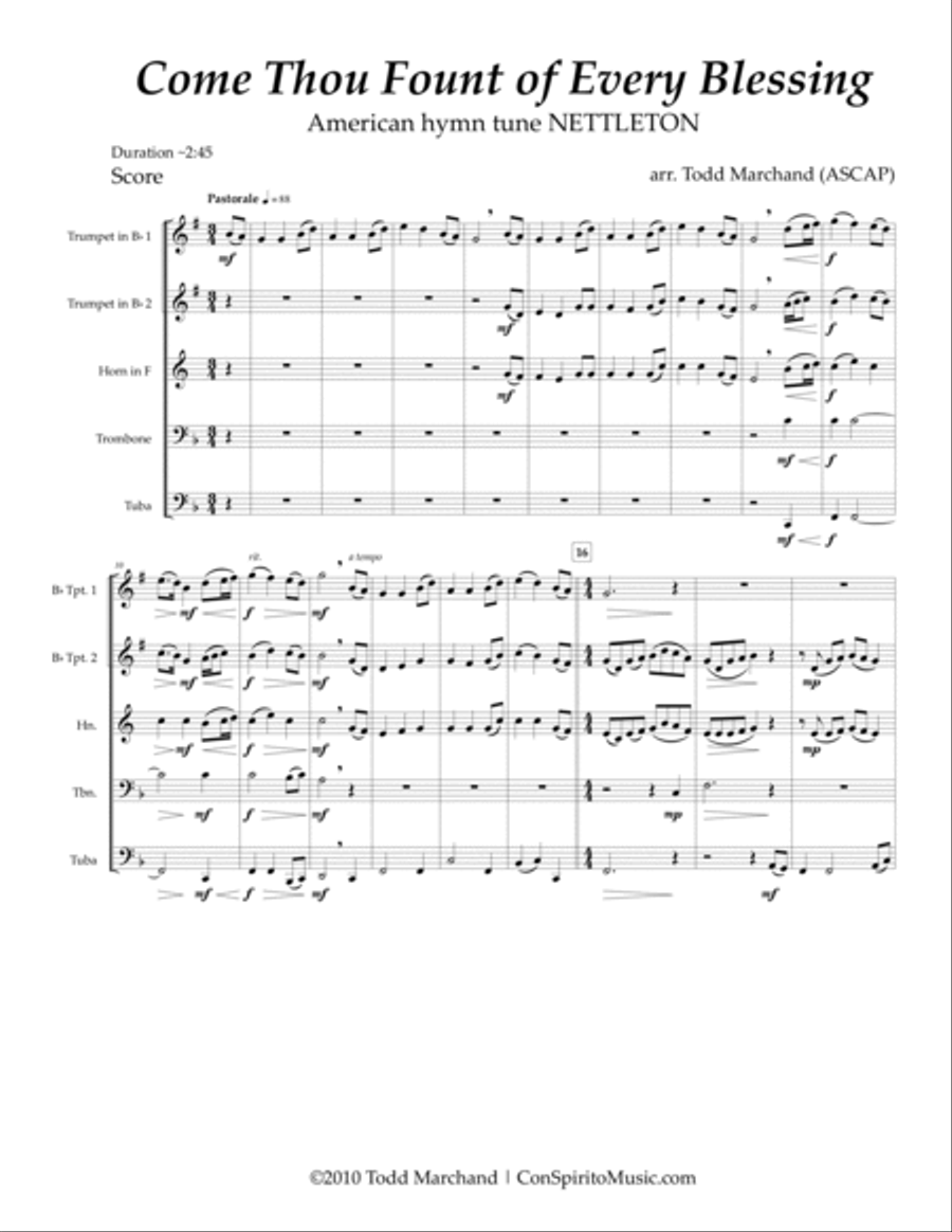 Come, Thou Fount of Every Blessing - brass quintet Brass Quintet scores gallery preview page 3