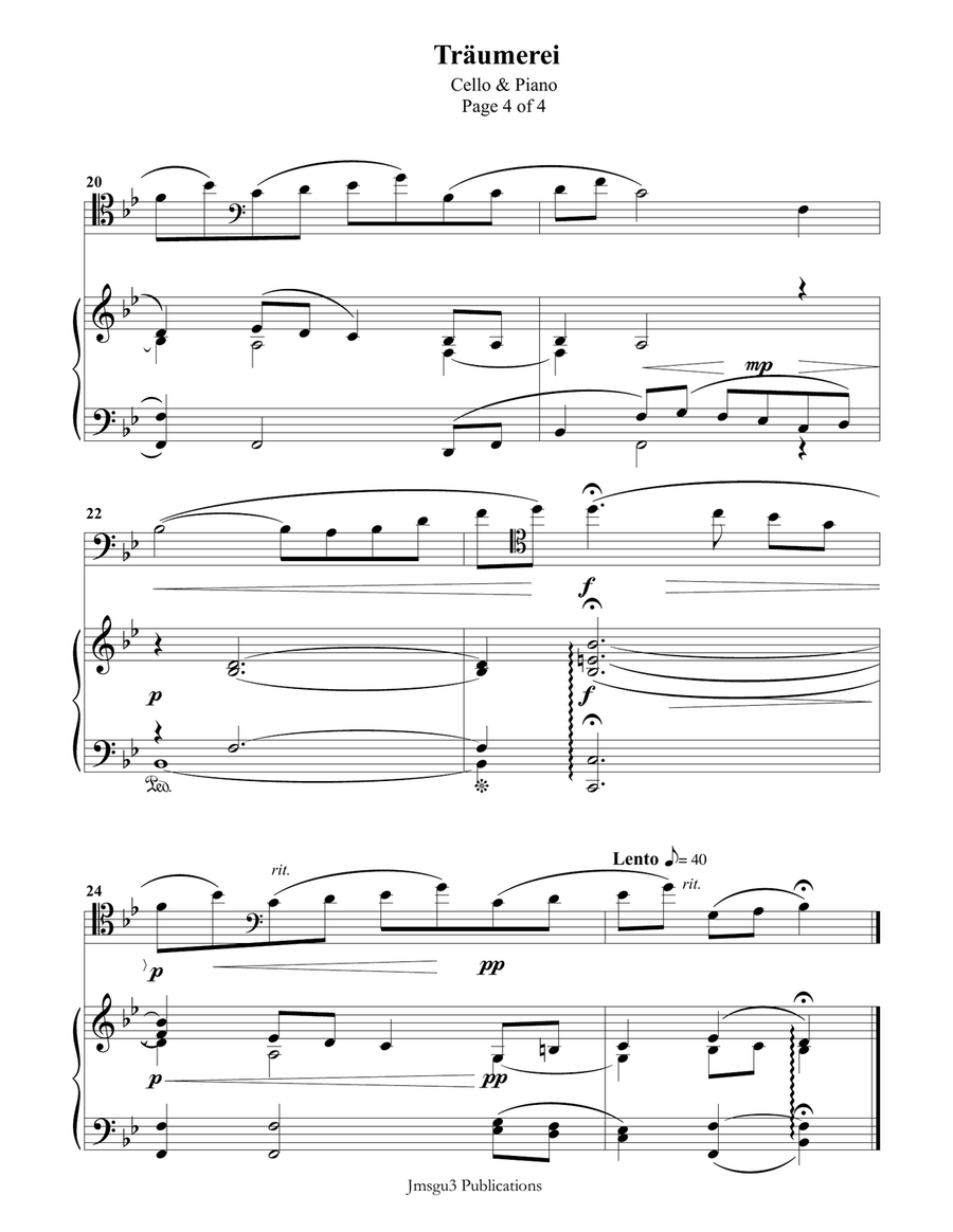 Schumann: Träumerei Op. 15 No. 7 for Cello & Piano Piano scores gallery preview page 4