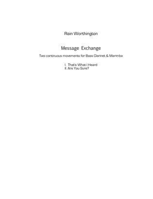 Book cover for Message Exchange for bass clarinet & marimba