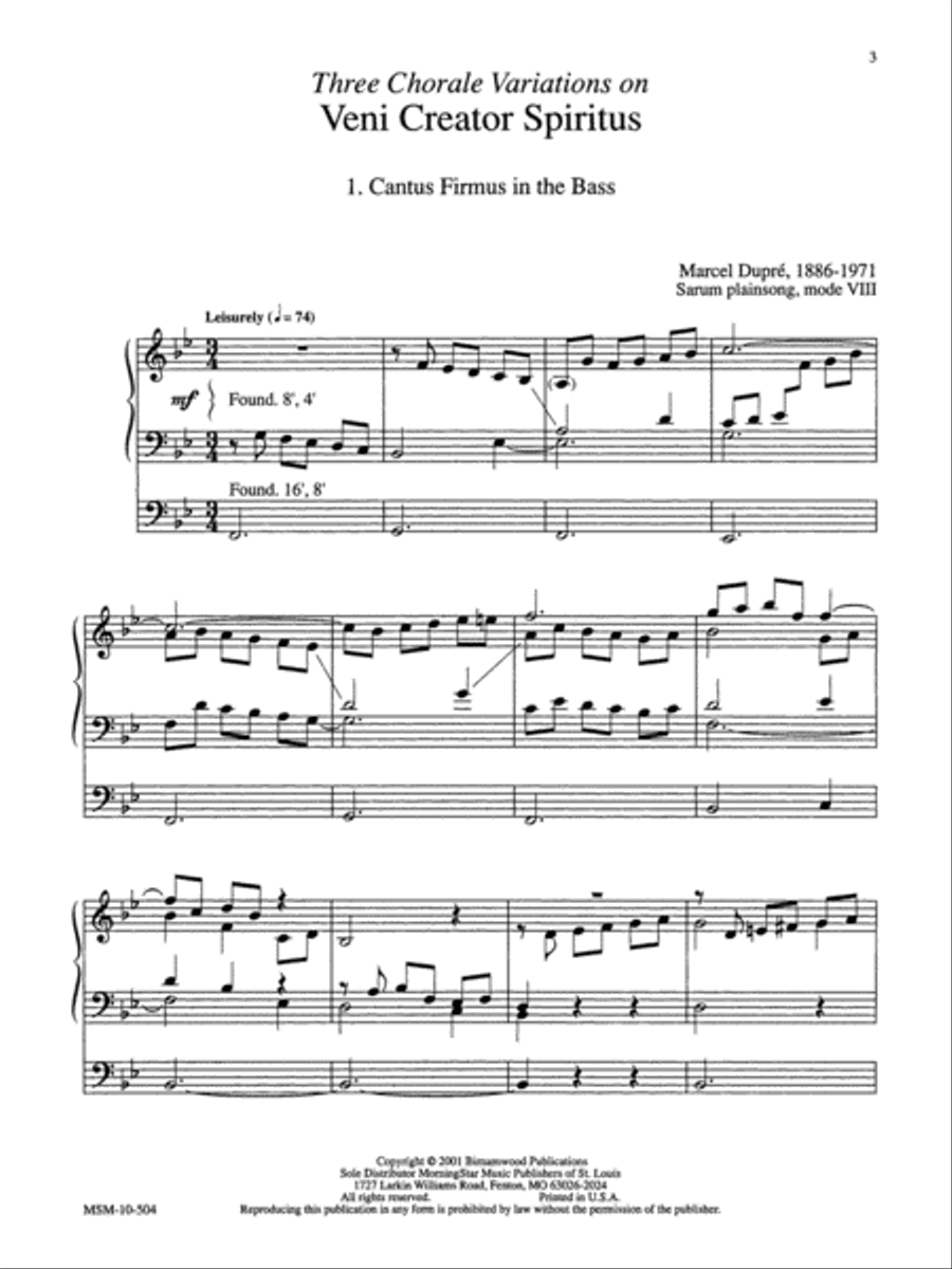 Three Chorale Variations on Veni, Creator Spiritus Organ scores gallery preview page 2