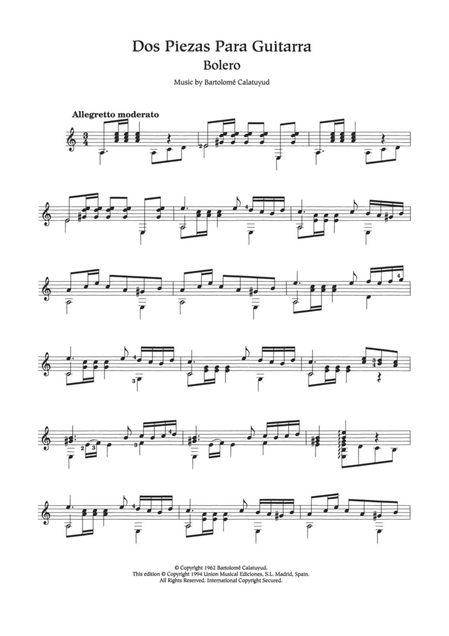 Dos Piezas Paraguitarra (Bolero and El Majo) Acoustic Guitar scores gallery preview page 1