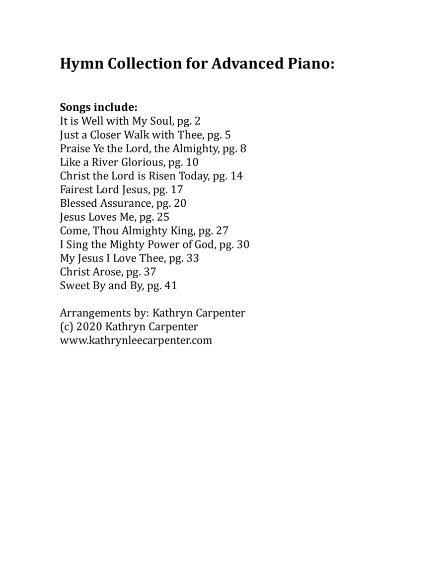 Hymn Collection for Advanced Piano Piano Solo scores gallery preview page 1