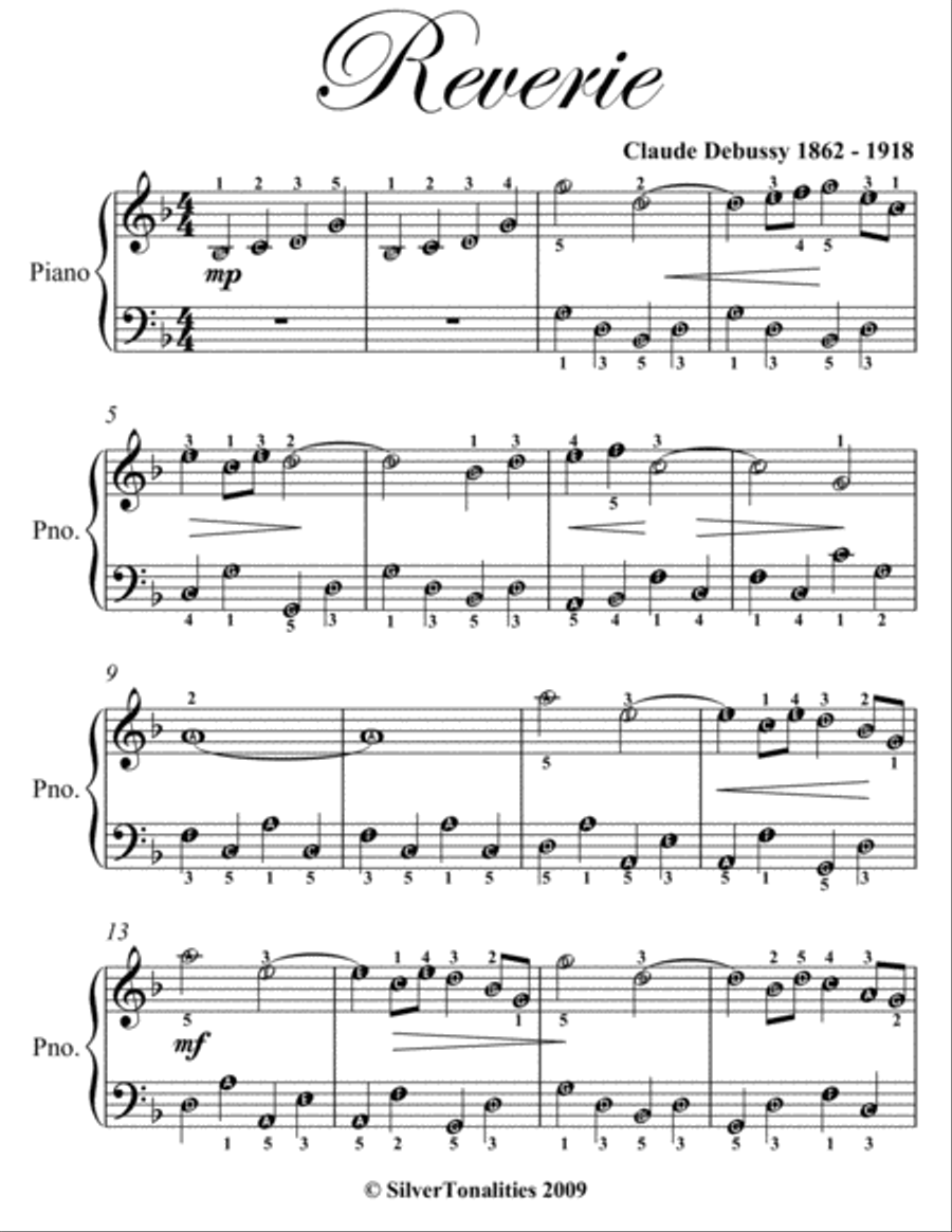 Reverie Easy Piano Sheet Music Easy Piano scores gallery preview page 2