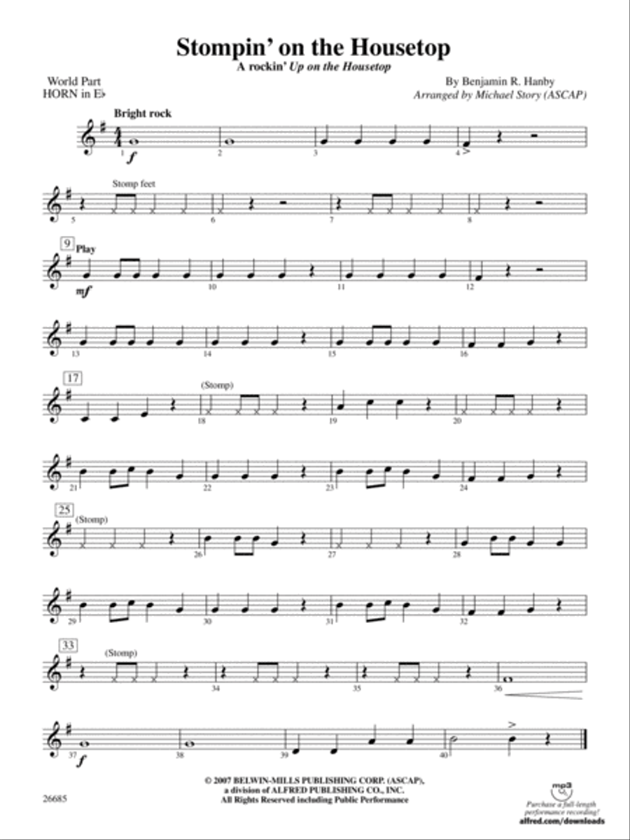 Stompin' on the Housetop: (World Part) 1st Horn in E-flat Concert Band scores gallery preview page 1