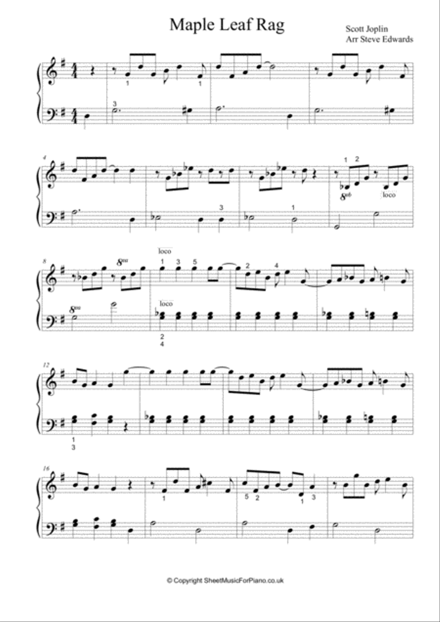 Maple Leaf Rag - Scott Joplin - Easy Piano Solo Easy Piano scores gallery preview page 2