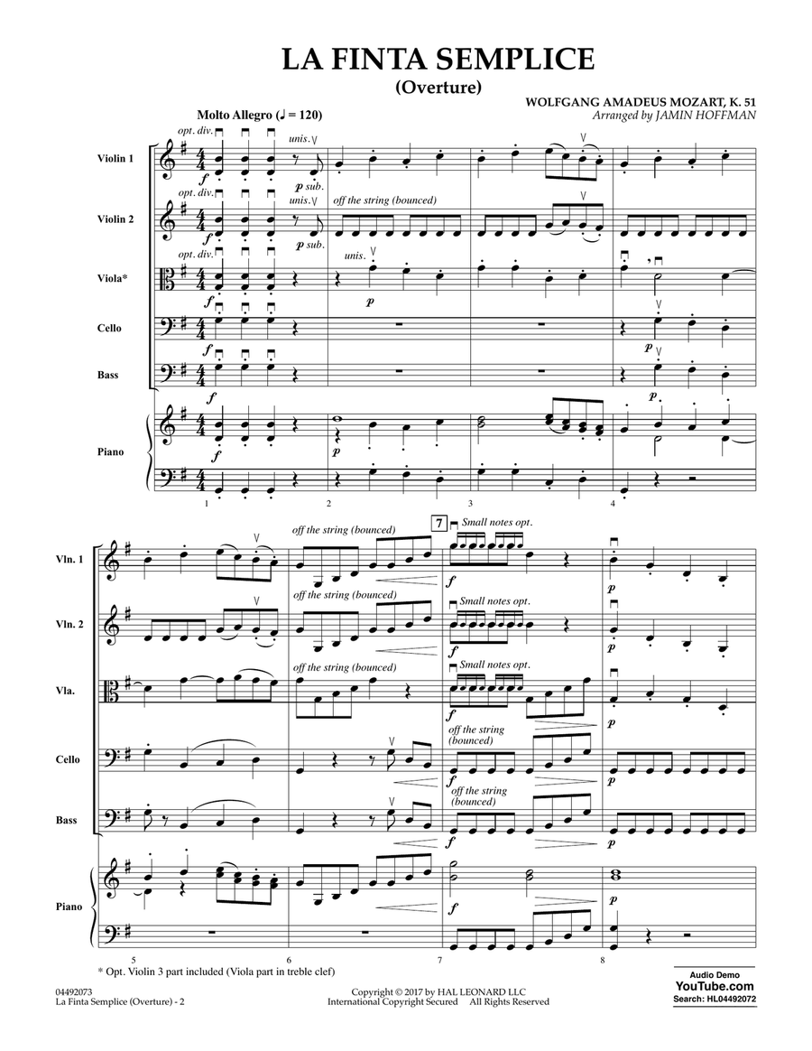 La Finta Semplice (Overture) - Conductor Score (Full Score) String Orchestra scores gallery preview page 2