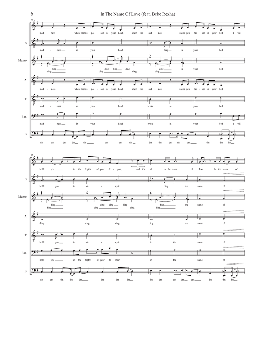 In The Name Of Love (feat. Bebe Rexha) 4-Part scores gallery preview page 6