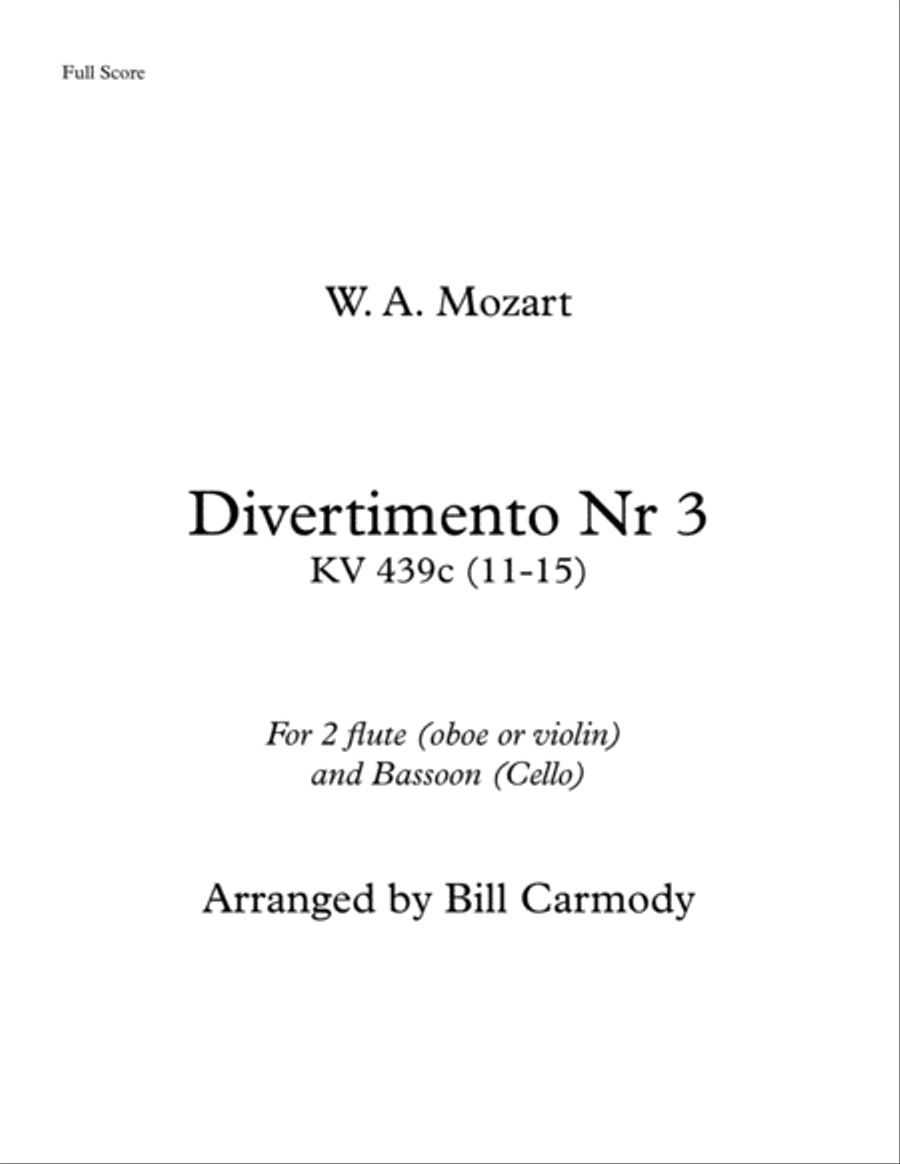 Mozart Divertimento Nr 3 concert pitch Small Ensemble scores gallery preview page 2