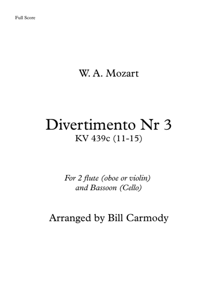 Mozart Divertimento Nr 3 concert pitch