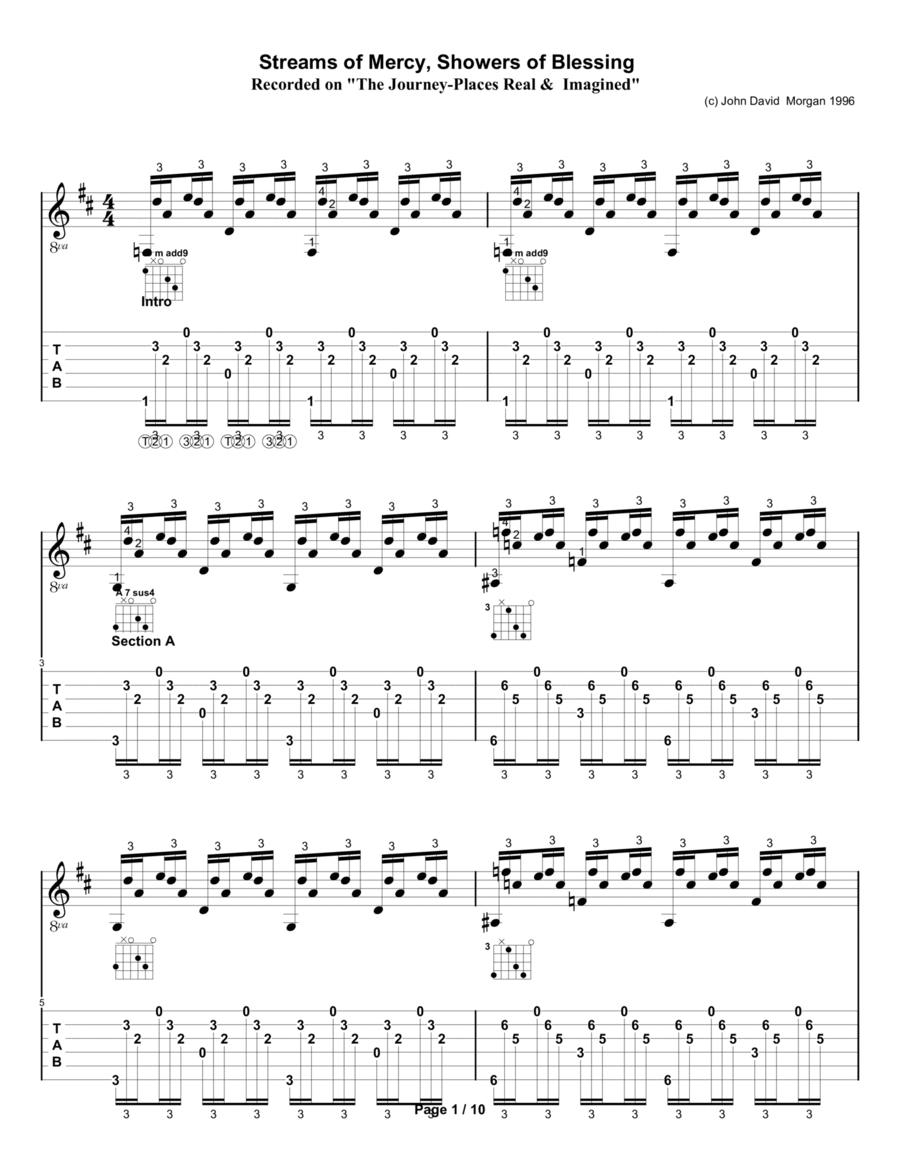 Streams of Mercy Shower of Blessing Acoustic Guitar scores gallery preview page 1