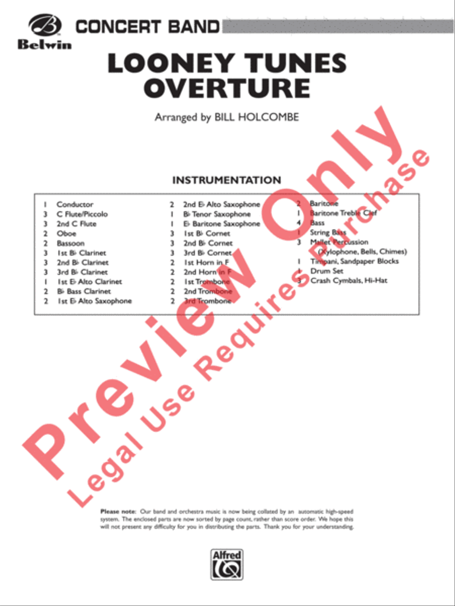 Looney Tunes Overture Looney Tunes Overture Concert Band scores gallery preview page 2