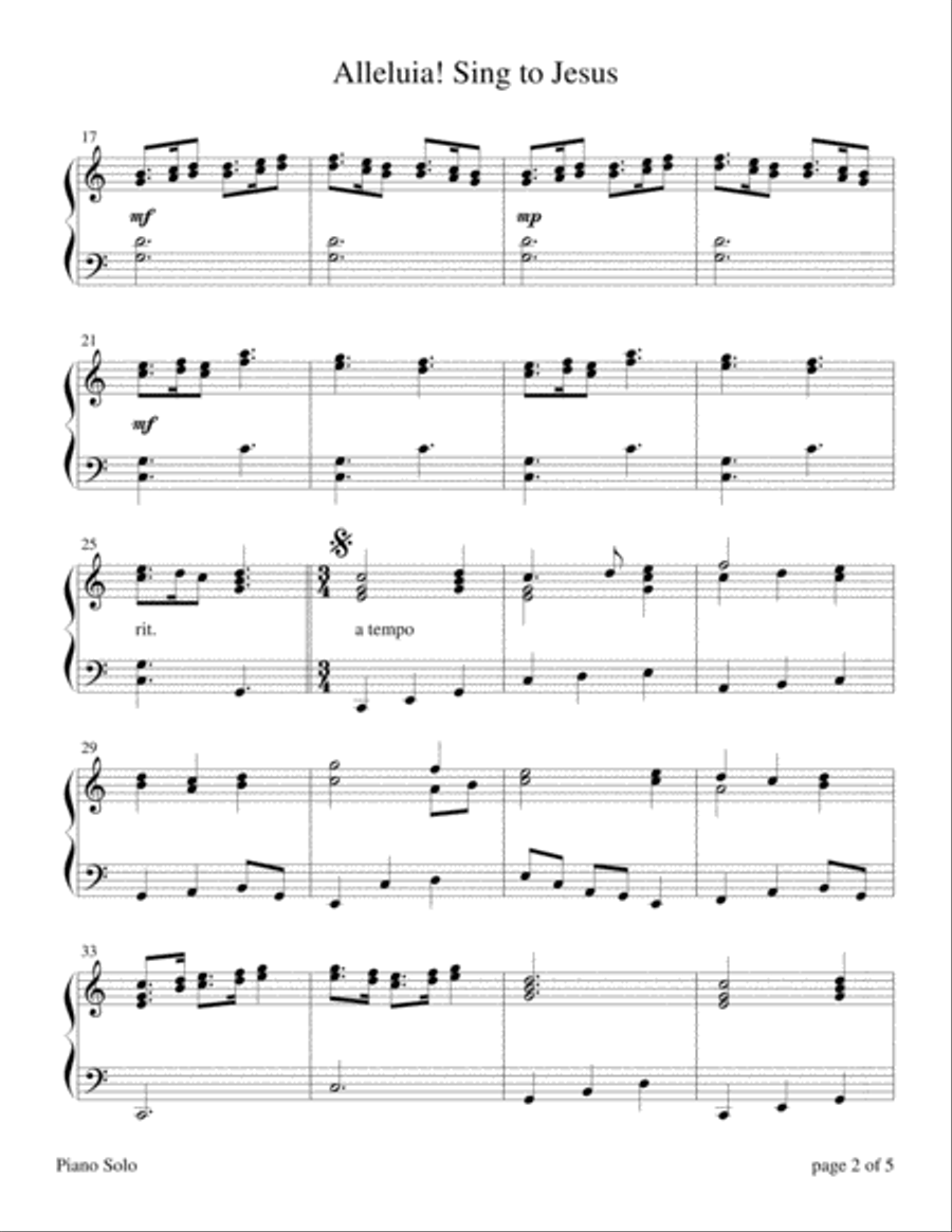 The Four Seasons Hymn Medleys: Alleluia! Sing to Jesus Piano Solo scores gallery preview page 2