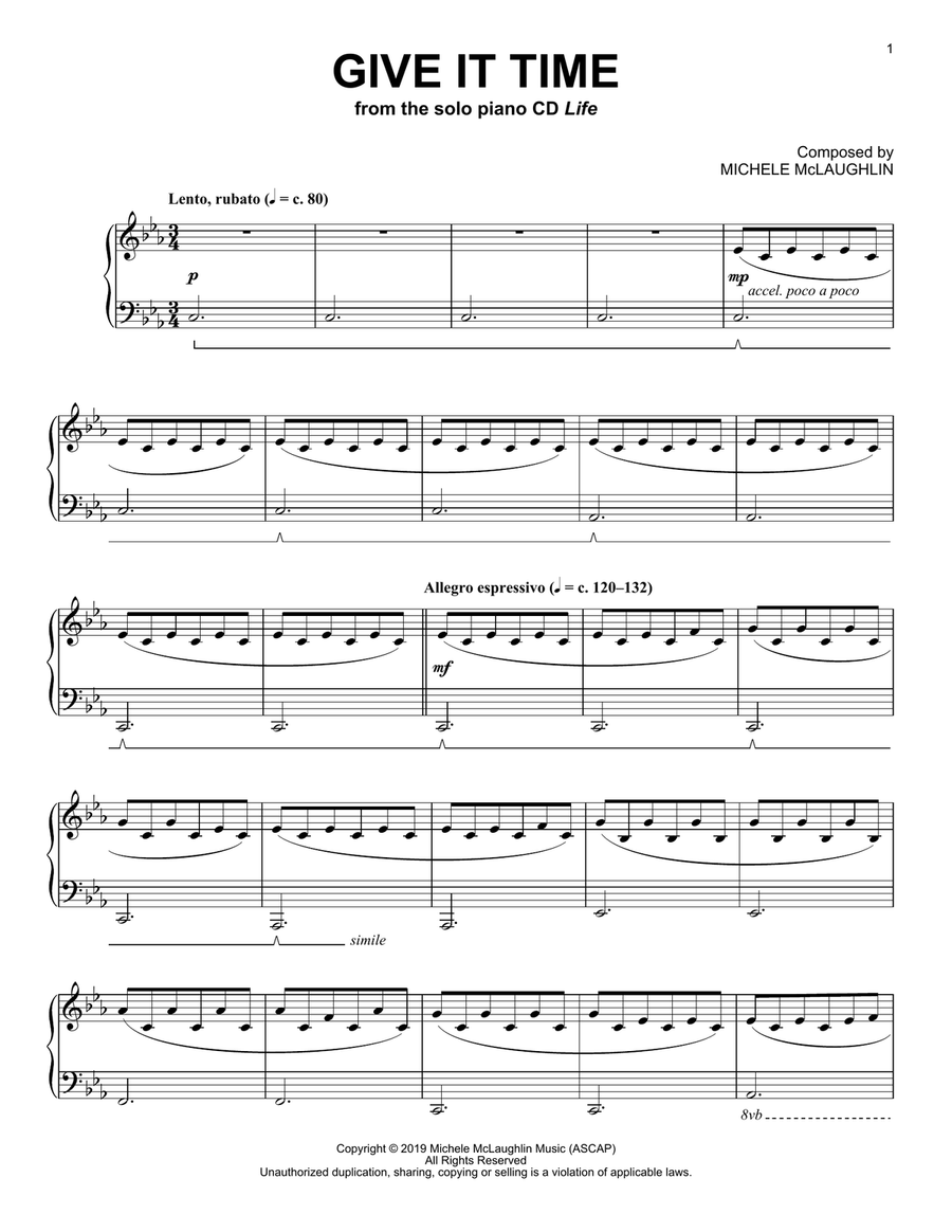Give It Time Piano Solo scores gallery preview page 1