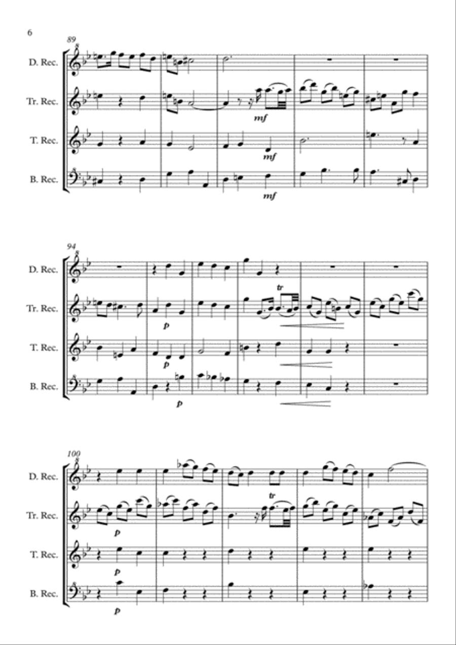 If God be for us (Handel's Messiah) recorder quartet Small Ensemble scores gallery preview page 6