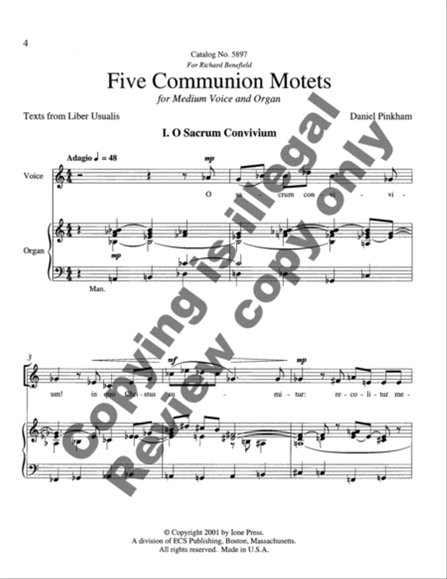 Five Communion Motets Medium Voice scores gallery preview page 3