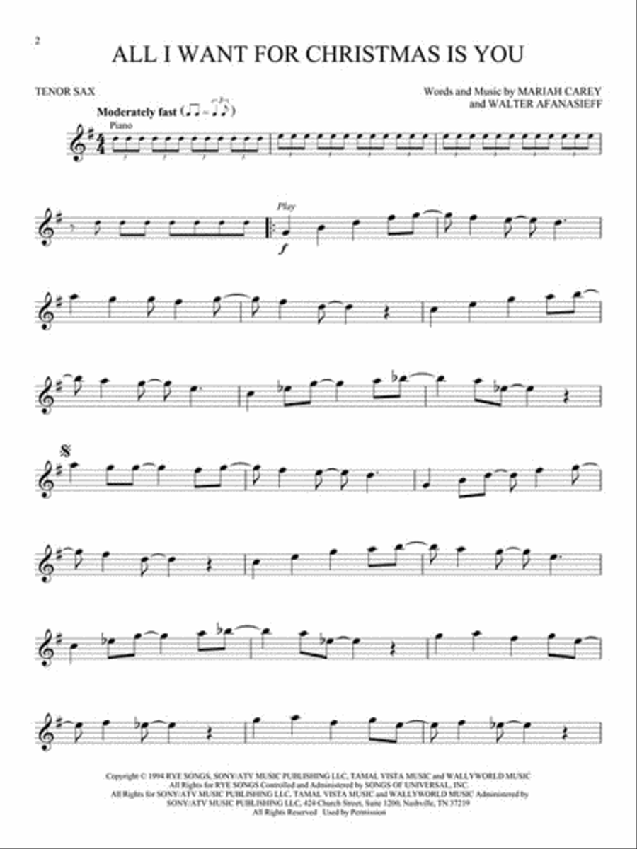 Christmas Songs for Tenor Sax Tenor Saxophone scores gallery preview page 3