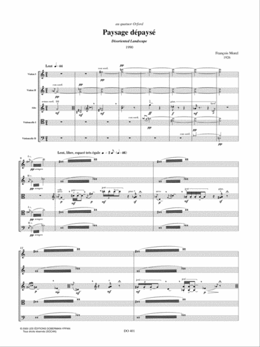 Paysage dépaysé (2 vlns, vla, 2 cello) Cello scores gallery preview page 3