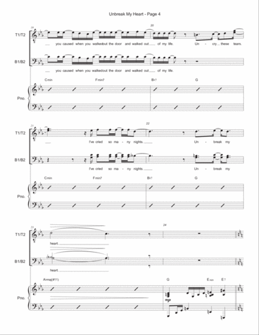 Un-break My Heart TTBB scores gallery preview page 4