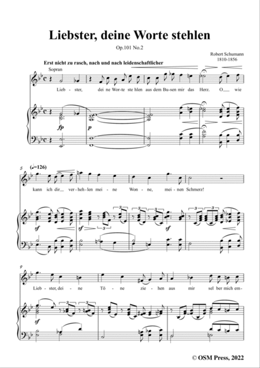 Schumann-Liebster,deine Worte stehlen,Op.101 No.2,in B flat Major Voice scores gallery preview page 3