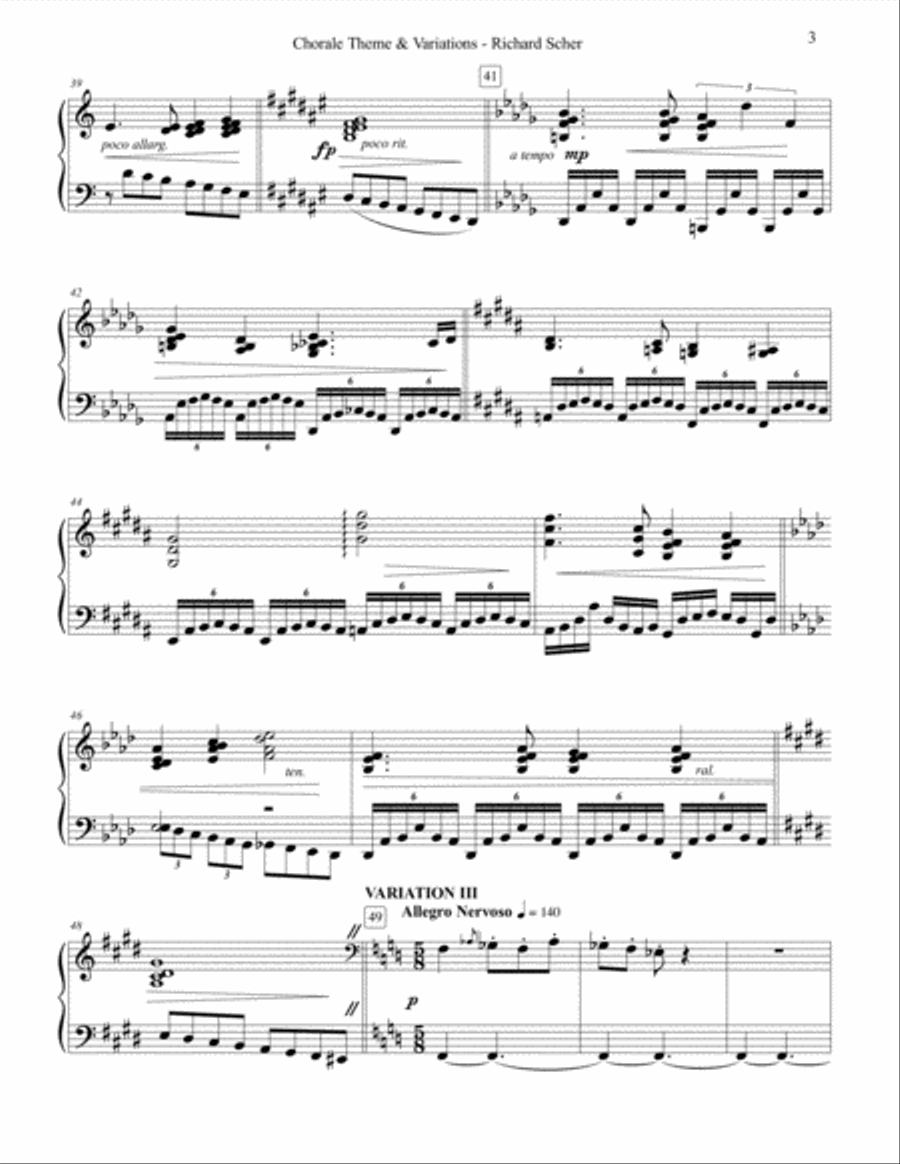CHORALE THEME & VARIATIONS for solo piano Piano Solo scores gallery preview page 3