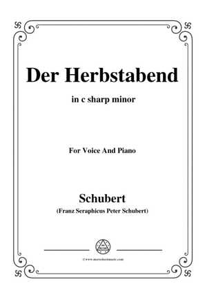 Schubert-Herbstabend,der in c sharp minor,for voice and piano