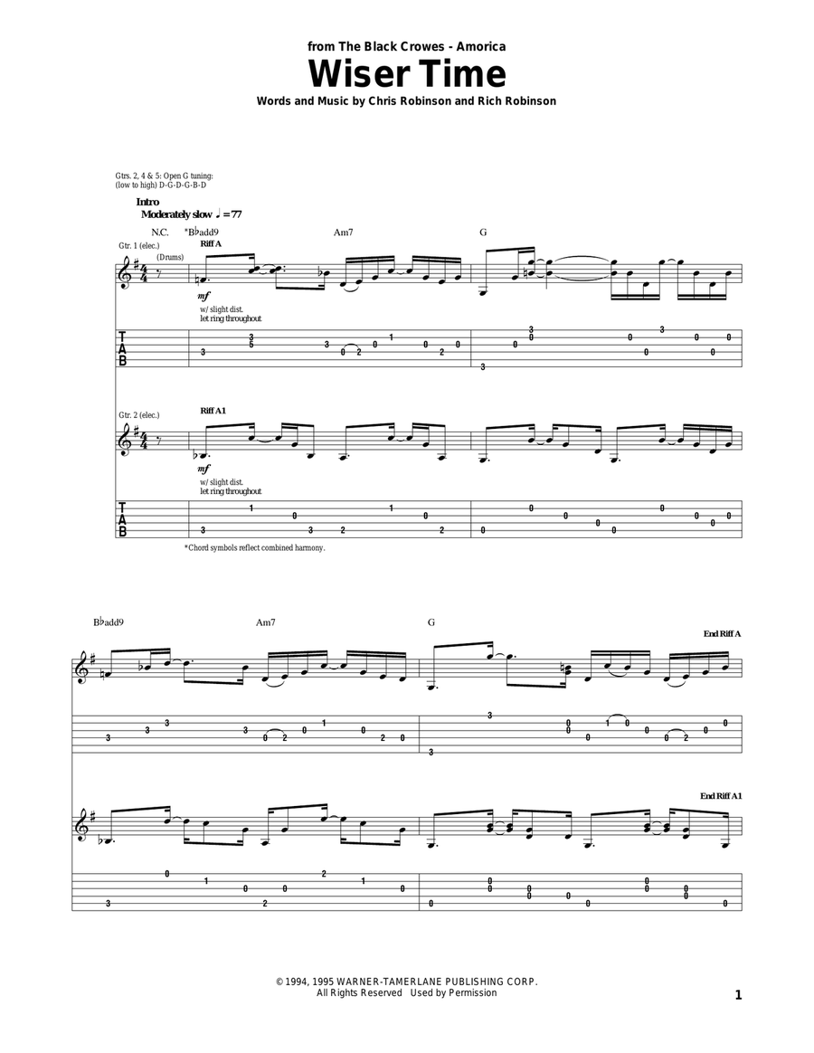 Wiser Time Wiser Time Acoustic Guitar scores gallery preview page 1