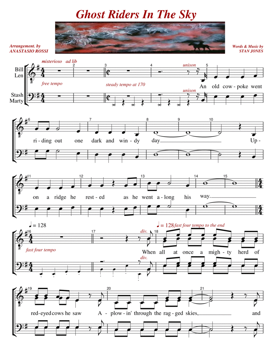 (ghost) Riders In The Sky (a Cowboy Legend) TTBB scores gallery preview page 1