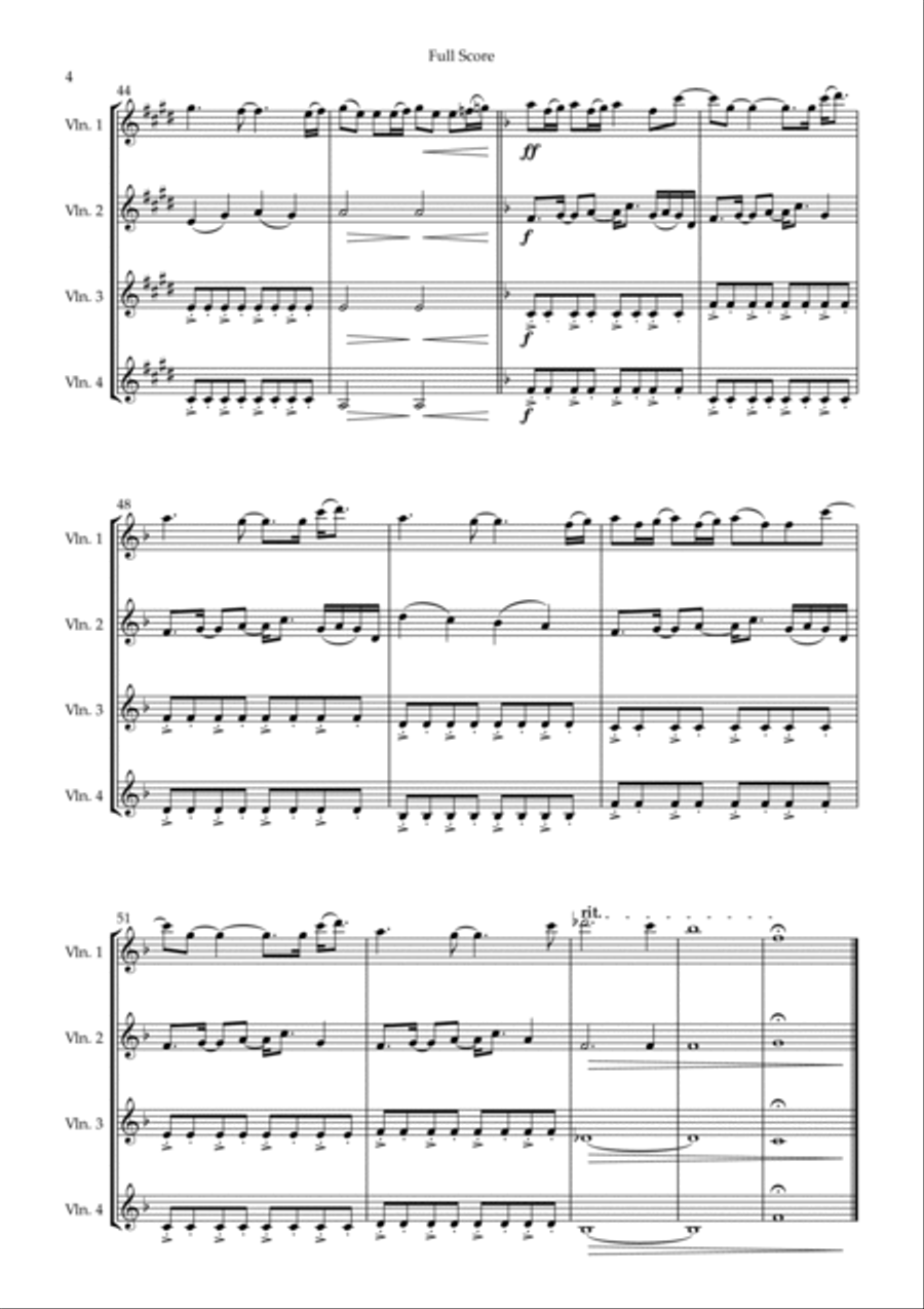 How Far I'll Go String Quartet scores gallery preview page 4
