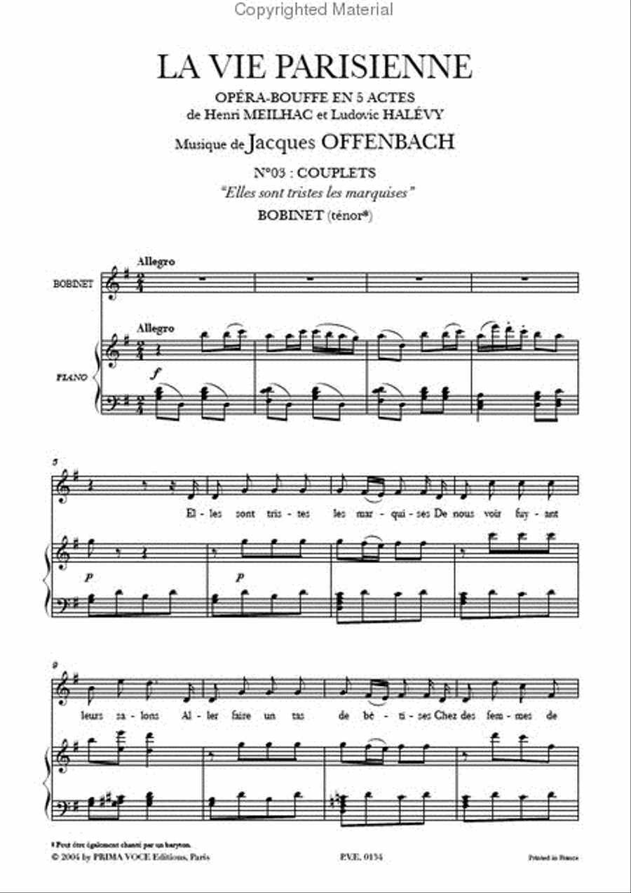 Elles sont tristes les marquises from La Vie Parisienne Tenor Voice scores gallery preview page 2
