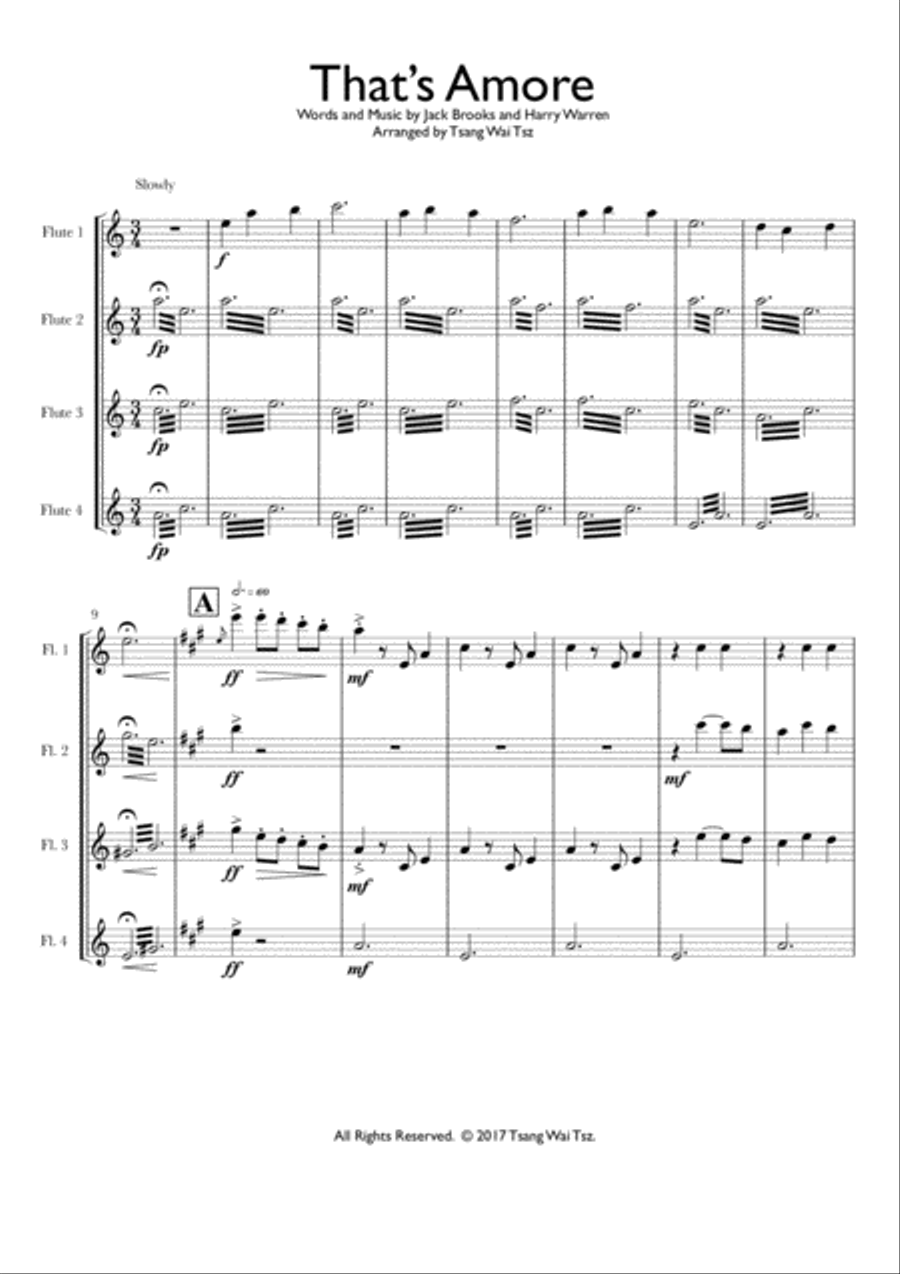 That's Amore (That's Love) Woodwind Quartet scores gallery preview page 1
