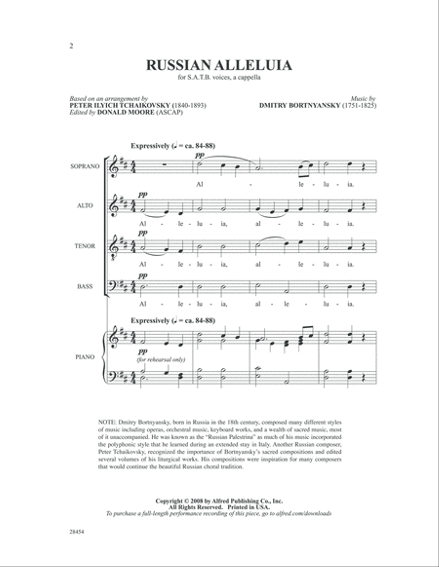 Russian Alleluia 4-Part scores gallery preview page 2