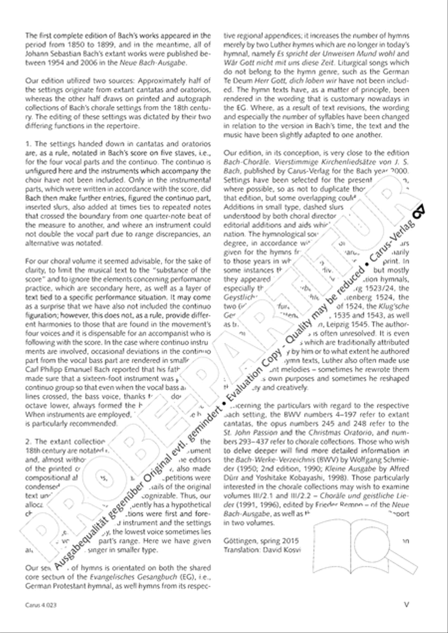 Luther Lieder in settings by J. S. Bach for mixed choir SATB 4-Part scores gallery preview page 7
