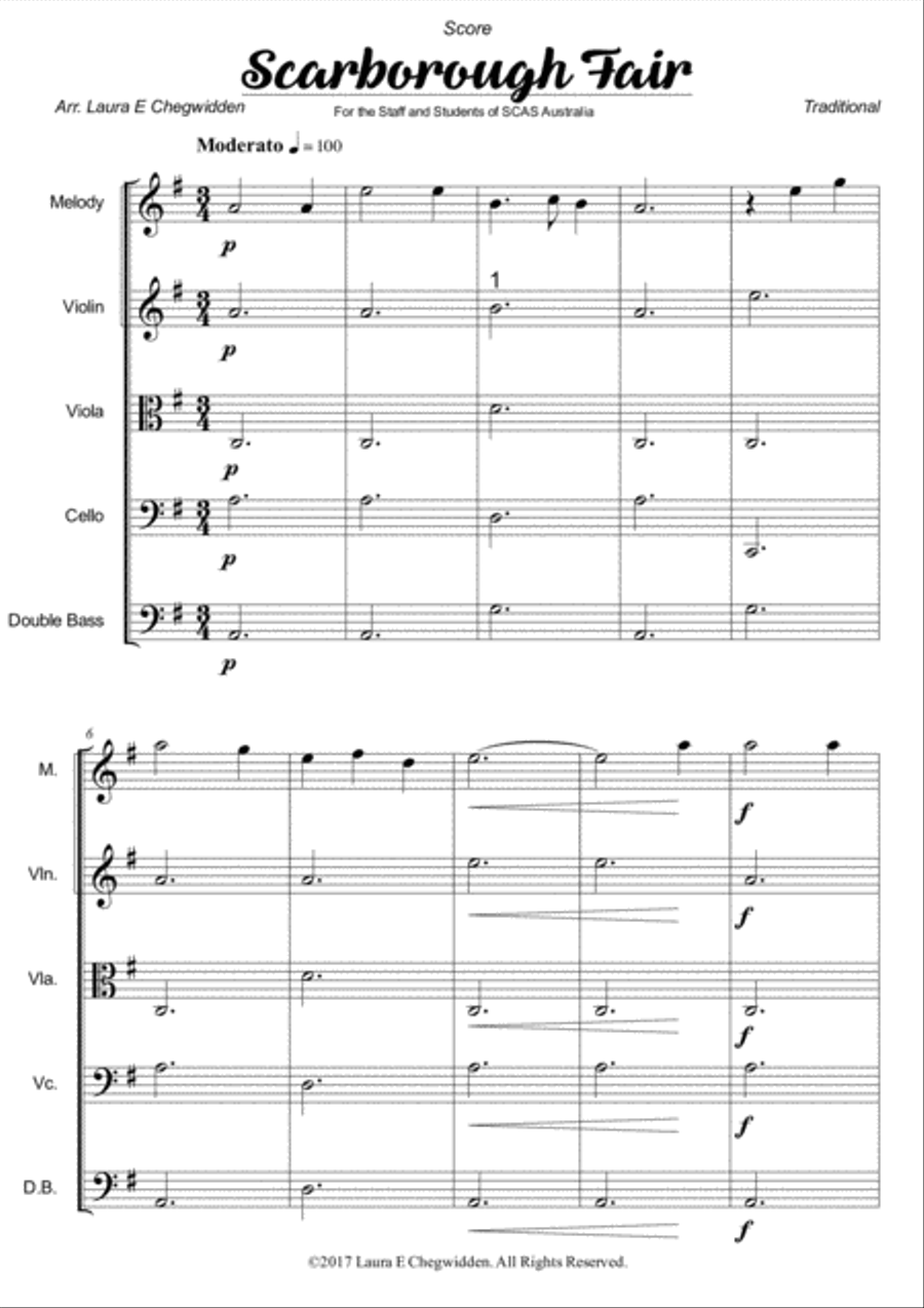 Scarborough Fair for Beginner String Orchestra String Orchestra scores gallery preview page 3