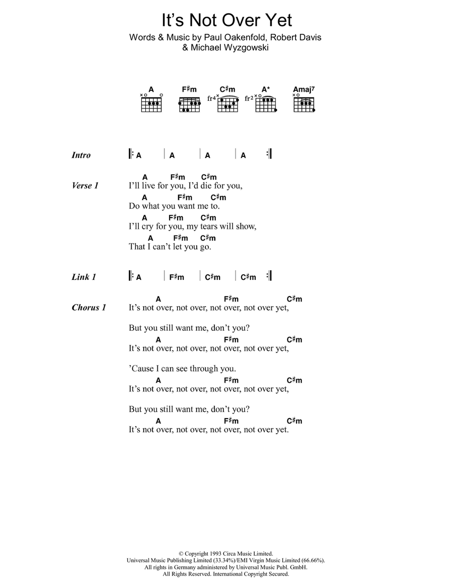 It's Not Over Yet Easy Guitar scores gallery preview page 1