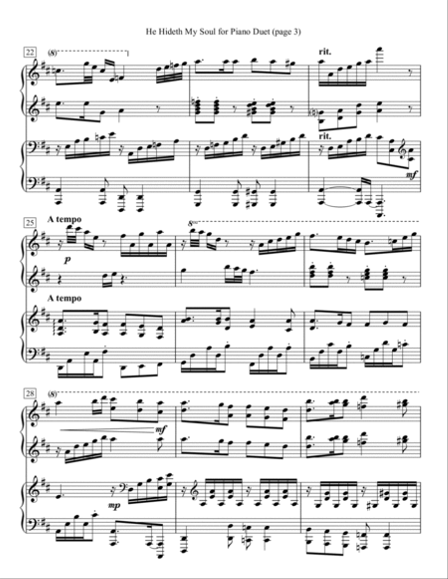 He Hideth My Soul for Piano Duet 1 Piano, 4-Hands scores gallery preview page 3