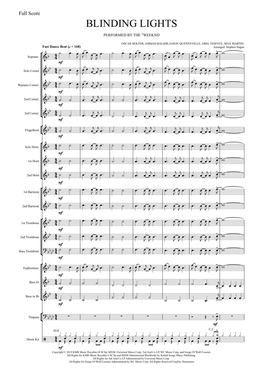 Blinding Lights Brass Band scores gallery preview page 1