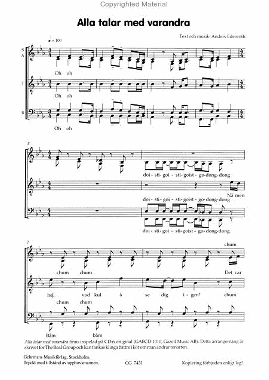 Alla talar med varandra SSATB scores gallery preview page 2